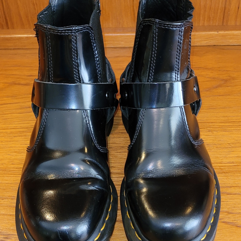 Dr. Martens WinCox Chelsea Boot - Black Leather w/Harness Buckle, Size 38